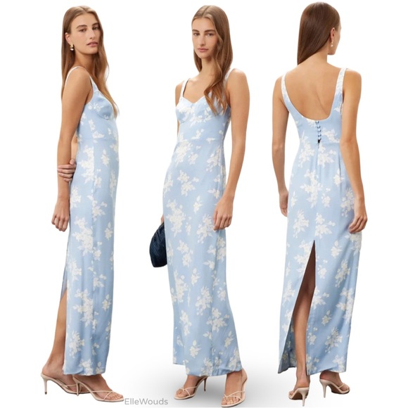 Reformation Dresses & Skirts - Reformation $378 Reverie Dress Floral Maxi Powder Blue Sleeveless Size 10